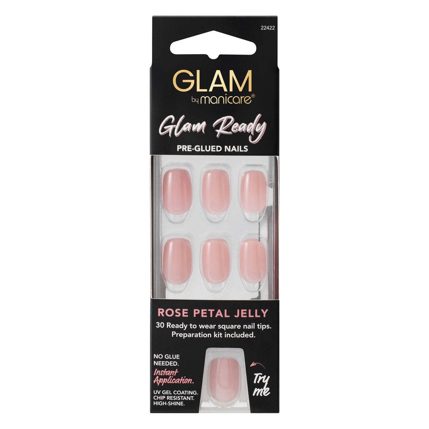Glam by Manicare Glam Ready Pre-Glued Nails 3pcs - Rose Petal Jelly