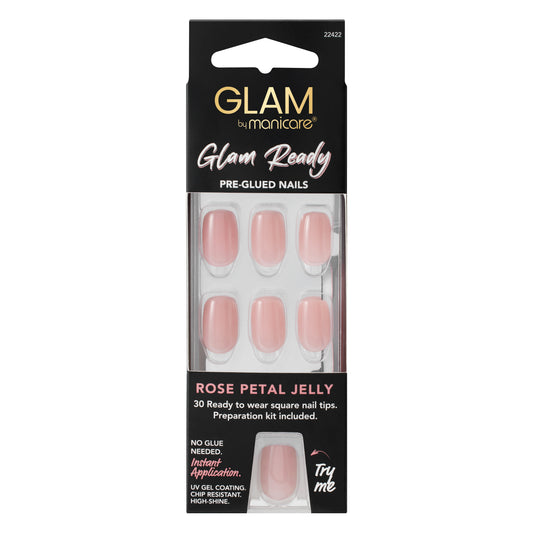 Glam by Manicare Glam Ready Pre-Glued Nails 3pcs - Rose Petal Jelly