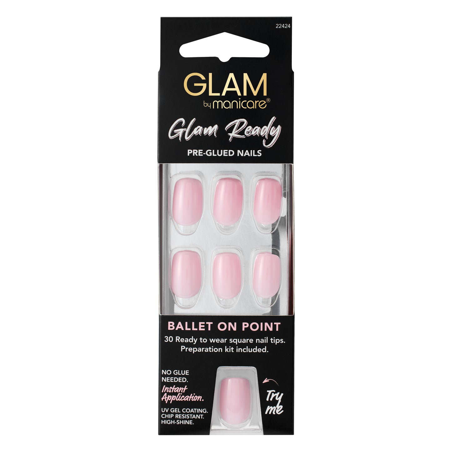 Glam by Manicare Glam Ready Pre-Glued Nails 3pcs - Ballet on Point