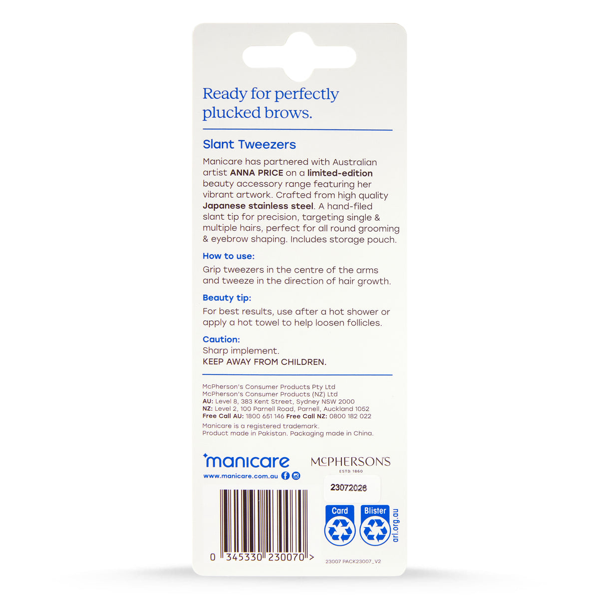 Manicare Fashion Tweezers Slant Tip