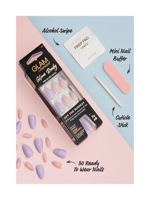 Glam Ready Pre-Glued Nails 30pcs – Off the Runway, Assorted Colours