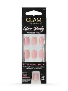 Glam Ready Pre-Glued Nails 30pcs – Rose Petal Jelly
